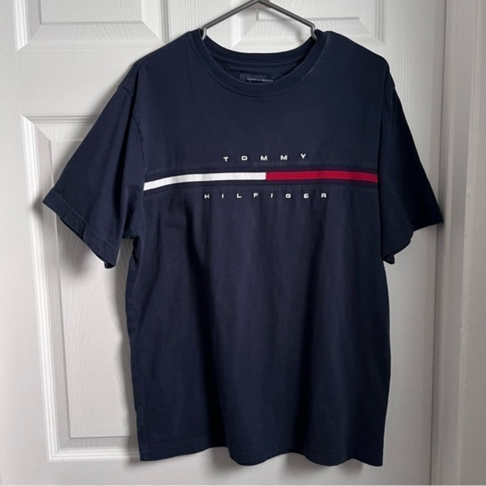 3/25$💥 Tommy Hilfiger t shirt logo graphic blue short sleeve medium men